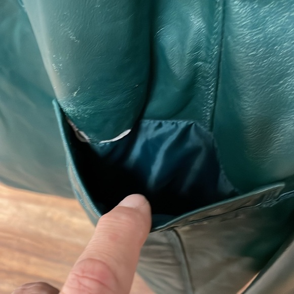 Neimann Marcus Basic Women’s Long Leather Coat, Pine Green Size XL - Picture 8 of 15